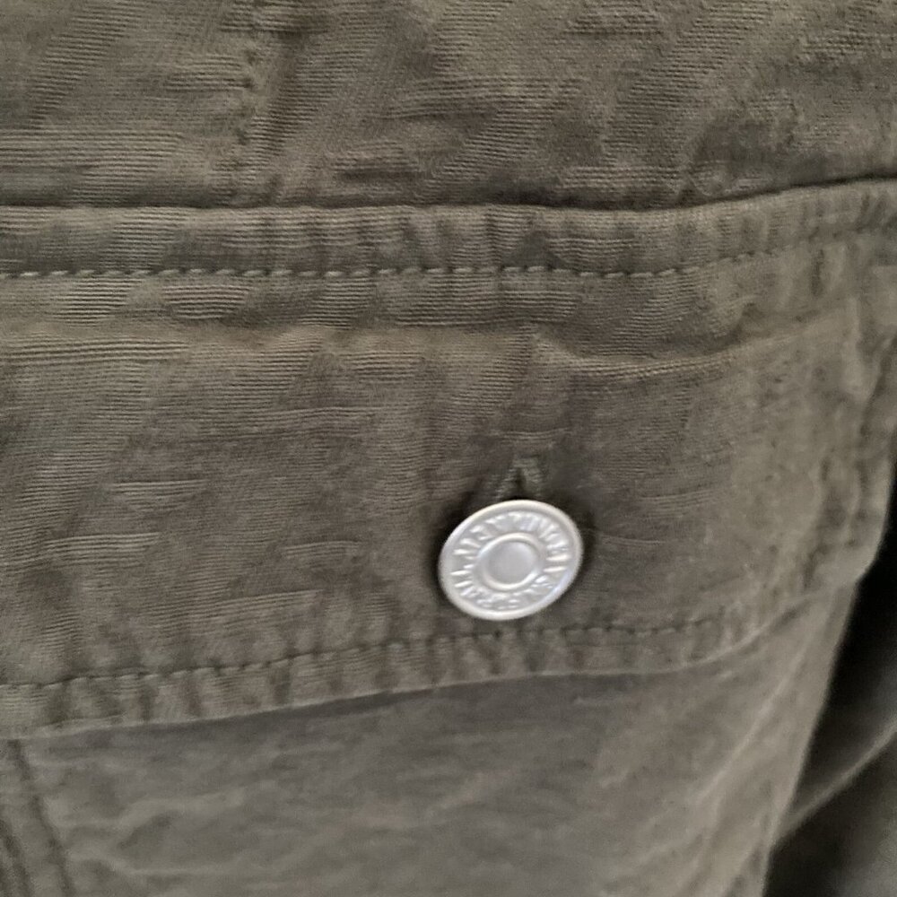 7 For All Mankind Textured Military Shirt Jacket Mens Small Olive Green Shacket - Picture 9 of 12